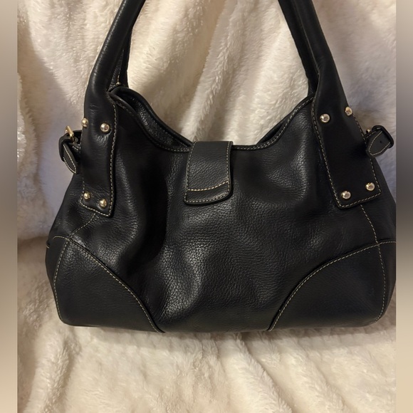 Dooney & Bourke Belvedere Logo Lock Vintage Satchel Bag Black Pebbled Leather - Picture 6 of 16